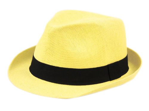 Roll Up Brim Straw Fedora Hat