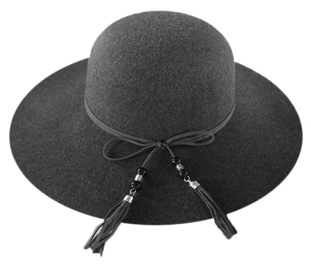 Black Large Brim Wool Felt Hat /black Felt Side Rolled Brim Telescope Hat /  Millinery / Felt Telescope Brim Hat 