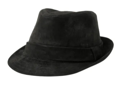 Black leather fedora hat shop