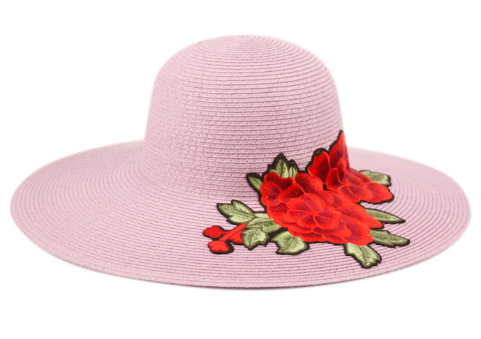 Floral Embroidery Floppy Hat