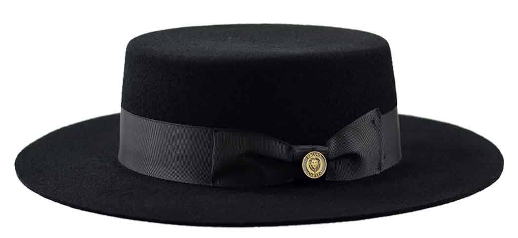 Olive & Pique Black Felt Boater Hat Olive & Pique - KAIA - 100% Wool Felt Rancher, Satin Lined  main image 4