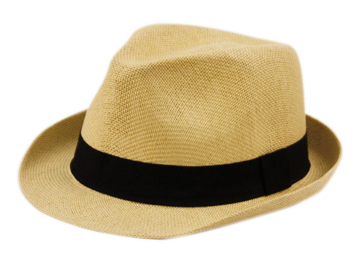 Roll Up Brim Straw Fedora Hat