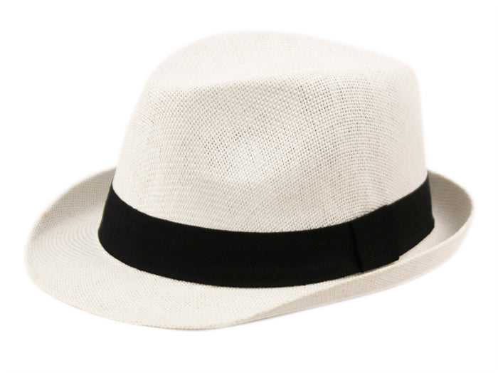 Roll Up Brim Straw Fedora Hat